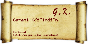 Garami Kálmán névjegykártya