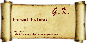 Garami Kálmán névjegykártya